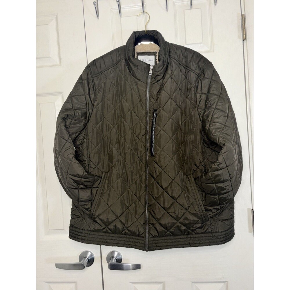 Cole Haan men's Diamond Quilted Sherpa Lined  Jacket- size 2XL - Olive